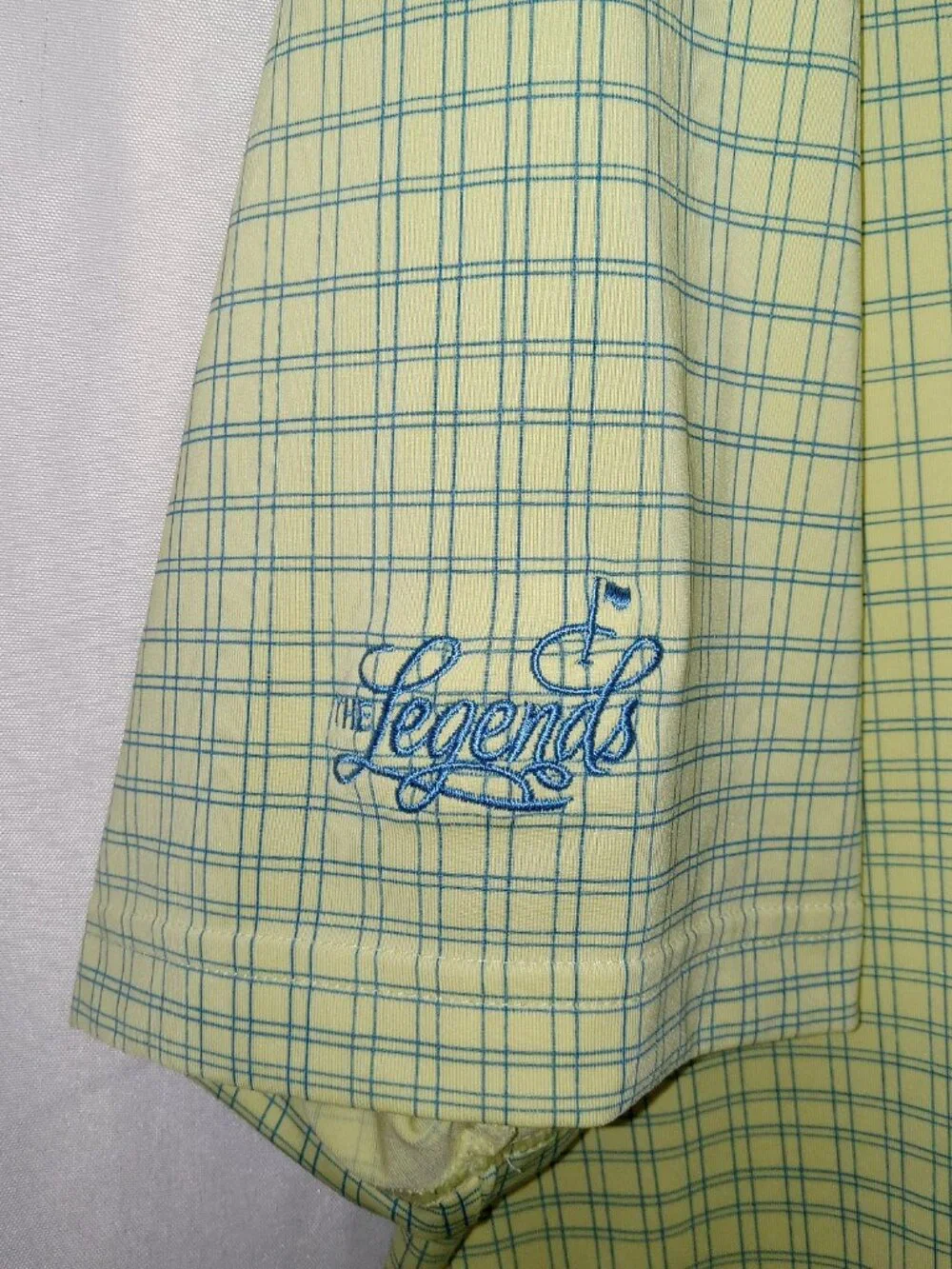 Adidas Golf Polo Shirt Mens L Yellow Blue Plaid The Legends Primegreen Shirt
